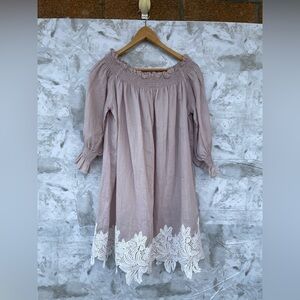 CAARA off the shoulder linen dress size small